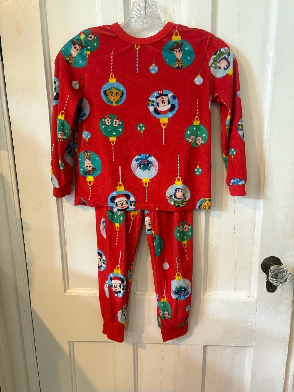 Disney Red Kids Holiday Ornament Character Pajama Set